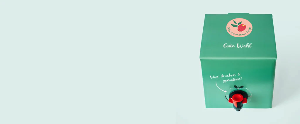 Mysyrupbox Grüntee-Kaktus-Feige Sirupbox rechts auf grünem Hintergrund